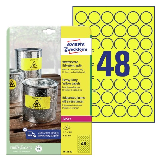Avery Zweckform Wetterfeste Folienetiketten L4775-20, A4, 20 Etiketten Avery Zweckform Wetterfeste Folienetiketten L4775-20, A4, 20 Etiketten