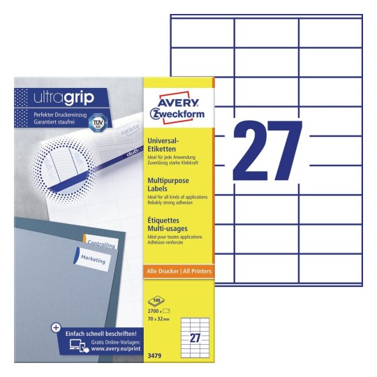 Weisse Ultragrip Etiketten Avery Zweckform