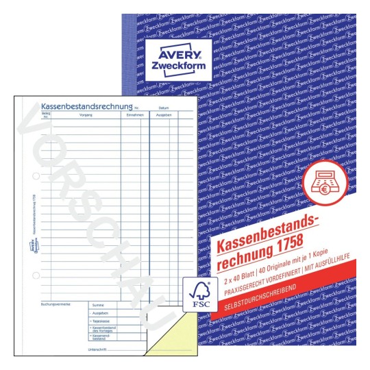 Kassenbuch Gunstig Kaufen Avery Zweckform Mit unseren kassenbuch vorlagen profitieren sie außerdem von. avery zweckform