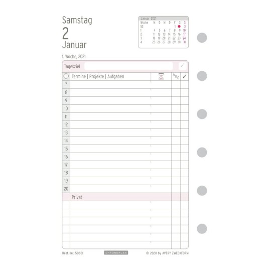 Chronoplan Tagesplan 50601 Avery Zweckform