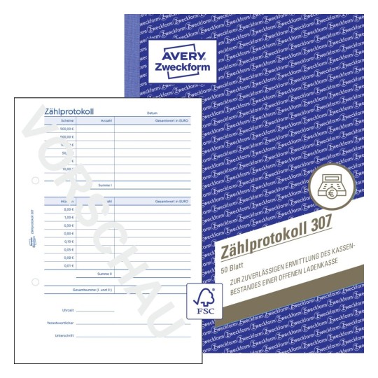 Zahlprotokoll 307 Avery Zweckform