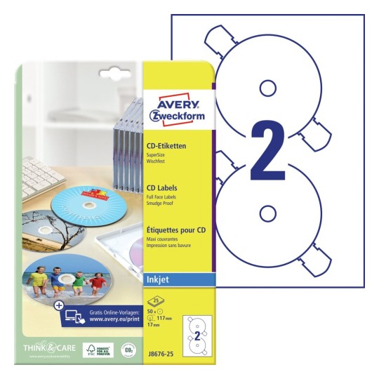 CD-Etiketten Ø 117 mm, Inkjet, SuperSize