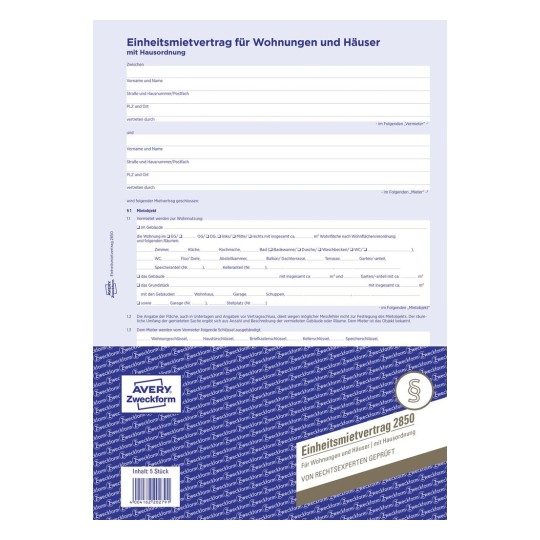 Einheitsmietvertrag Für Wohnungen Und Häuser Download