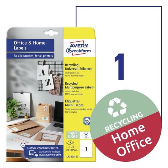 Recycling Etiketten 100 Altpapier Avery Zweckform