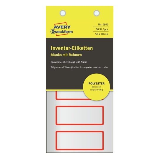 Inventar-Etiketten aus silberner Polyester-Folie 6915