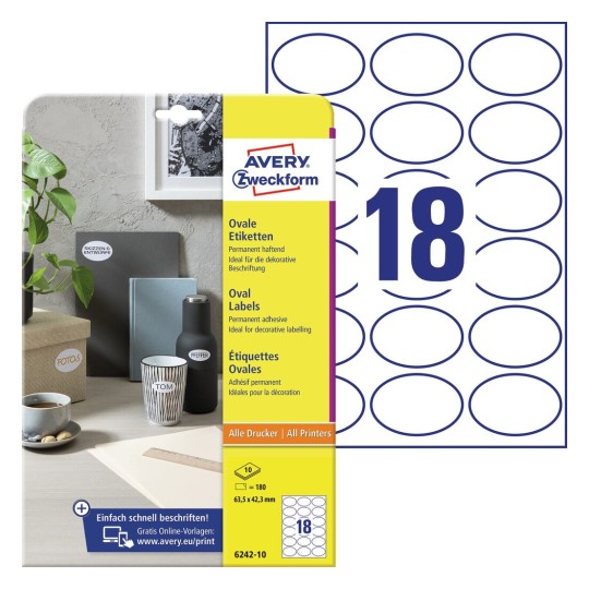 Ovale Etiketten 6242 10 Avery Zweckform