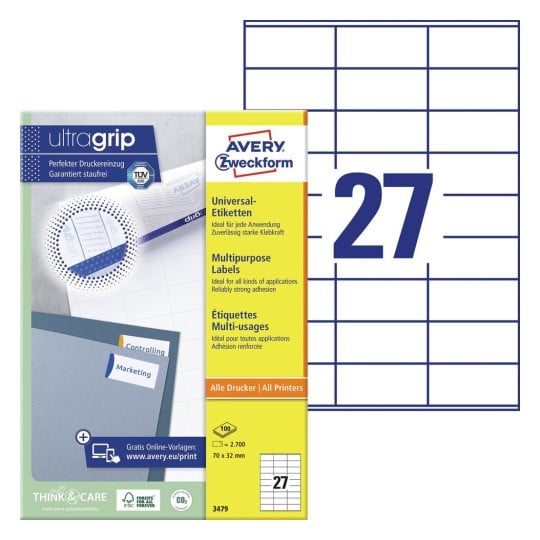 Weisse Ultragrip Etiketten Avery Zweckform