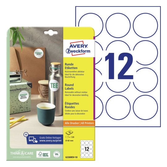 Avery Productetiketten, 18 per vel, 62 x 42 mm, bruin, kraftpapier, rechthoekig, Ref. L7110-20, 360 etiketten