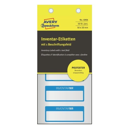 Inventar-Etiketten aus silberner Polyester-Folie 6906