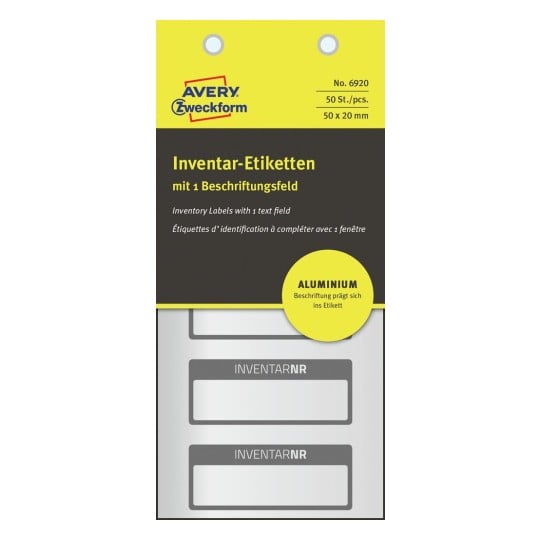 Inventar-Etiketten aus Aluminium-Folie 6920
