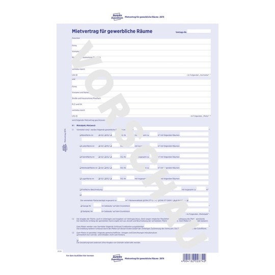 Mietvertrag Fur Gewerbliche Raume 2874 Avery Zweckform