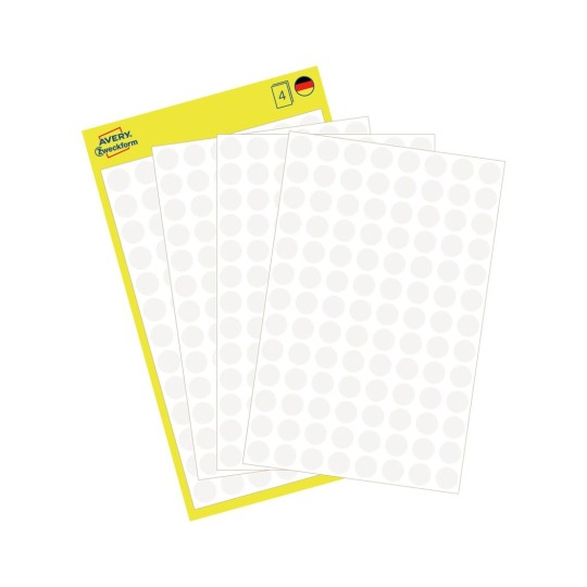 AVERY® Zweckform Markierungspunkte, 12 mm, 5 Bogen/270 Etiketten | gelb | 1092812