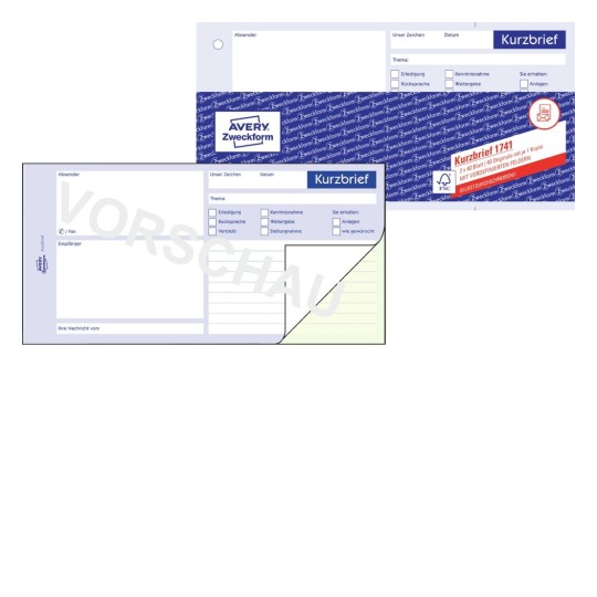 Kurzbrief 1741 Avery Zweckform