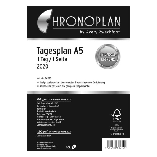 Chronoplan Kalendereinlagen Avery Zweckform