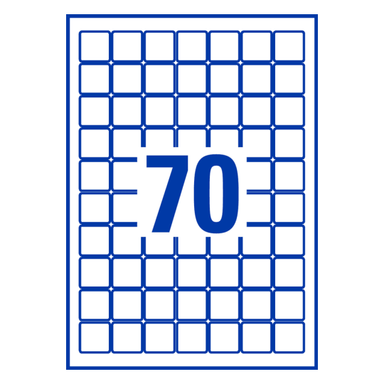 Stanzzeichnung Einzelbogen A4, Etiketten, 25 x 25 mm, 12 Etiketten/Bogen, Quadratisch