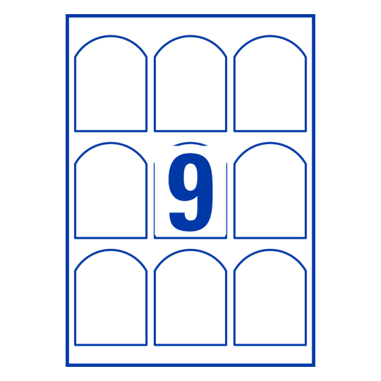 Stanzzeichnung Einzelbogen A4, Artikel: 60x80-AR, 60 x 80 mm, 9 Etiketten/Bogen