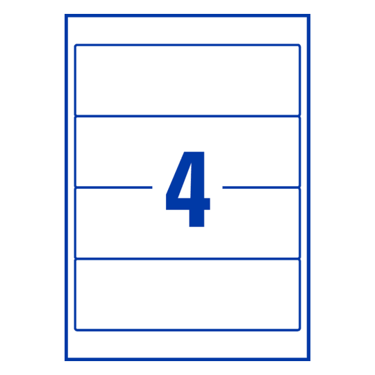 Stanzzeichnung Einzelbogen A4, Artikel: 61x192-R, 61 x 192 mm, 4 Etiketten/Bogen