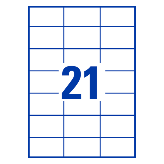 Stanzzeichnung Einzelbogen A4, Artikel: 70x42-R, 70 x 42 mm, 21 Etiketten/Bogen