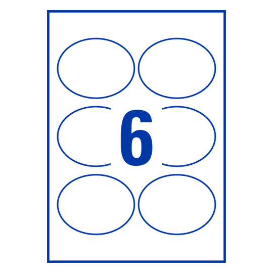 Stanzzeichnung Einzelbogen A4, Artikel: 90x70-O, Versand-Etiketten, 90 x 70 mm, 6 Etiketten/Bogen