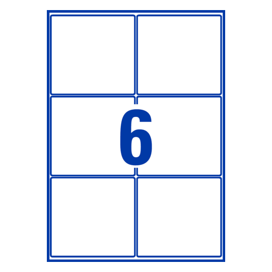Stanzzeichnung Einzelbogen A4, Artikel: 99x93-R, Etiketten, 99 x 93 mm, 6 Etiketten/Bogen