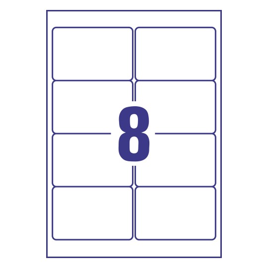 Stanzzeichnung Einzelbogen A4, Artikel: L4745REV-25, Universal-Etiketten, ablösbar, Format: 96 x 63,5 mm, 8 Etiketten/Bogen