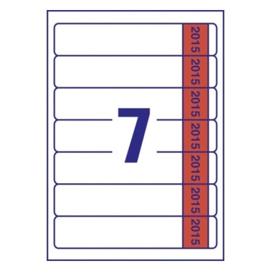 Stanzzeichnung Einzelbogen A4, Artikel: L4760J15-20, Ordner-Etiketten, ablösbar, Format: 38 x 192 mm, 7 Etiketten/Bogen