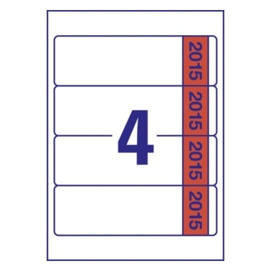 Stanzzeichnung Einzelbogen A4, Artikel: L4761J15-20, Ordner-Etiketten, ablösbar, Format: 61 x 192 mm, 4 Etiketten/Bogen