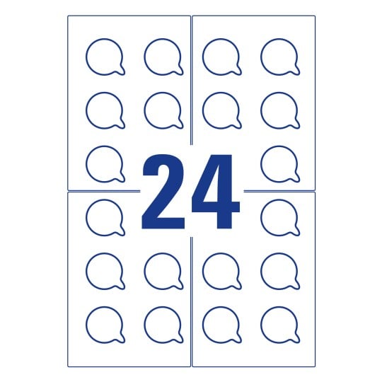 Stanzzeichnung Einzelbogen A4, Artikel: L7804-10, Etiketten, 24 Etiketten/Bogen