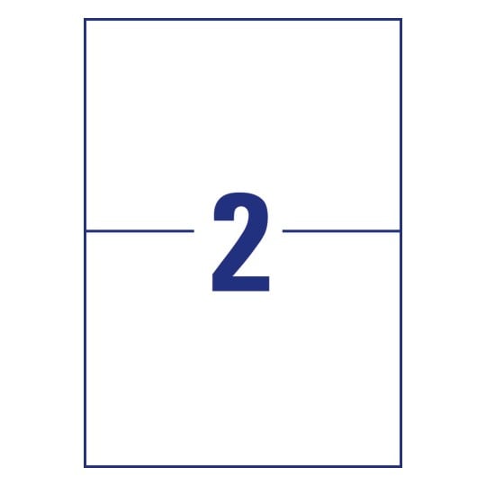 Stanzzeichnung Einzelbogen A4, Artikel: L8012-10, Antimikrobielle Etiketten transparent, Format: 210 x 148 mm, 2 Etiketten/Bogen