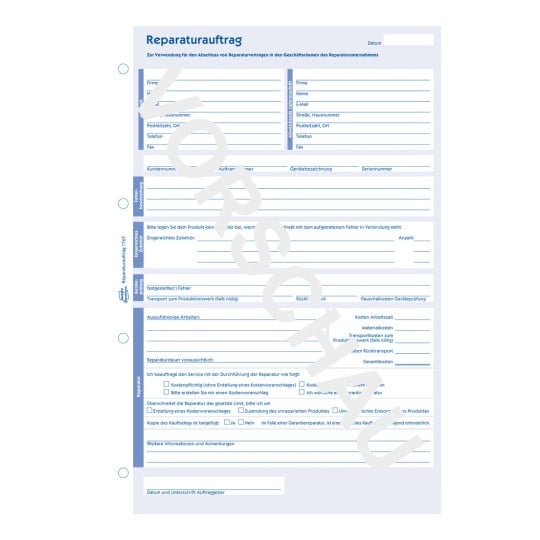 Formularabbildung: Avery Zweckform, Artikel: 1767, Auftrag, 210 x 297 mm, A4, 2 x 40 Blatt/Buch