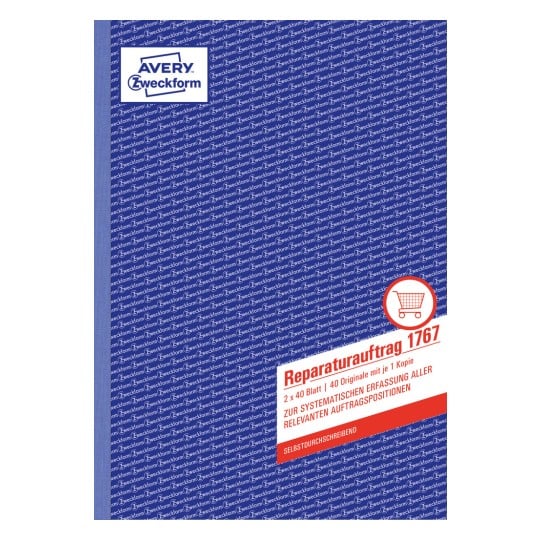 Produktabbildung: Avery Zweckform, Artikel: 1767, Auftrag, 210 x 297 mm, A4, 2 x 40 Blatt/Buch