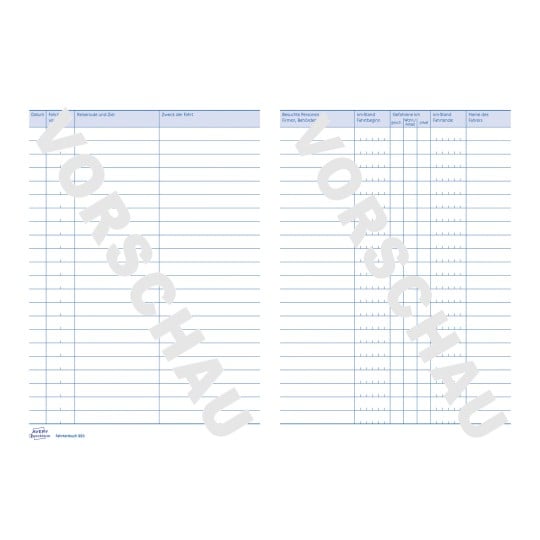 Formularabbildung: Avery Zweckform, Artikel: 223, Fahrtenbuch, 148 x 210 mm, A5, 40 Blatt/Buch