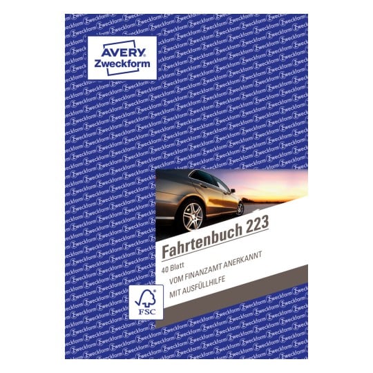 Produktabbildung: Avery Zweckform, Artikel: 223, Fahrtenbuch, 148 x 210 mm, A5, 40 Blatt/Buch
