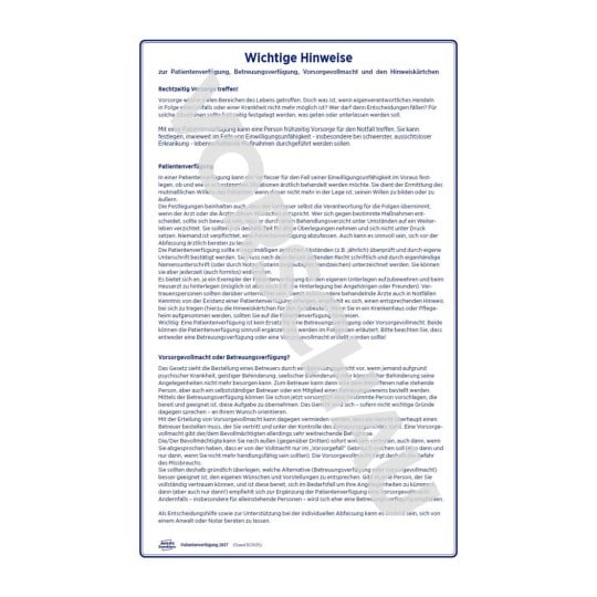 Einseitiges deutsches Informationsdokument mit dem Titel „Wichtige Hinweise“ mit dichtem Text und blassen Hintergrundsymbolen?