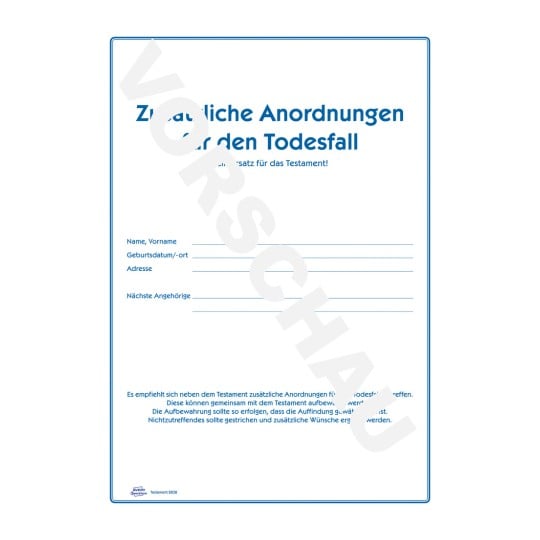 Testament PDF und Word Vorschau