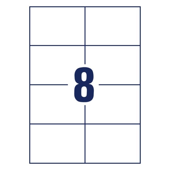 Stanzzeichnung Einzelbogen A4, Artikel: 3427-200, Universal-Etiketten, Format: 105 x 74 mm, 8 Etiketten/Bogen