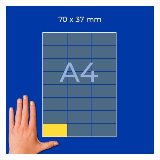 A4-Blatt mit Raster und einem gelben Etikett unten links und einer linken Hand daneben?