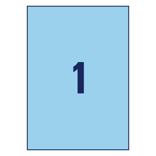 Stanzzeichnung Einzelbogen A4, Artikel: 3471, Farbige Etiketten, Format: 210 x 297 mm, 1 Etiketten/Bogen
