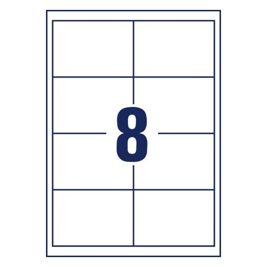 Stanzzeichnung Einzelbogen A4, Artikel: 3660-200, Universal-Etiketten, Format: 97 x 67,7 mm, 8 Etiketten/Bogen