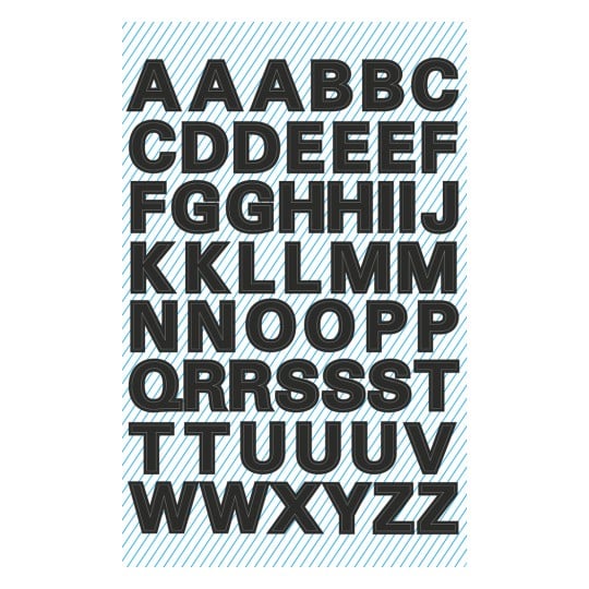 Abbildung Einzelbogen, Artikel: 3780, Buchstaben-Etiketten, Format: 85 x 160 mm, 52 Sticker/Bogen