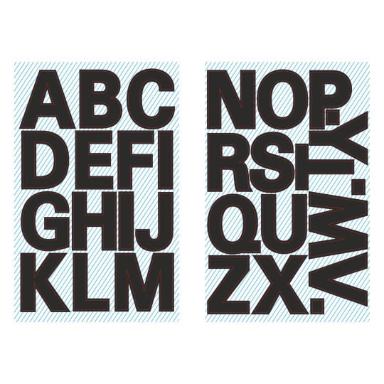 Abbildung Einzelbogen, Artikel: 3784, Buchstaben-Etiketten, Format: 85 x 160 mm, 14 Sticker/Bogen