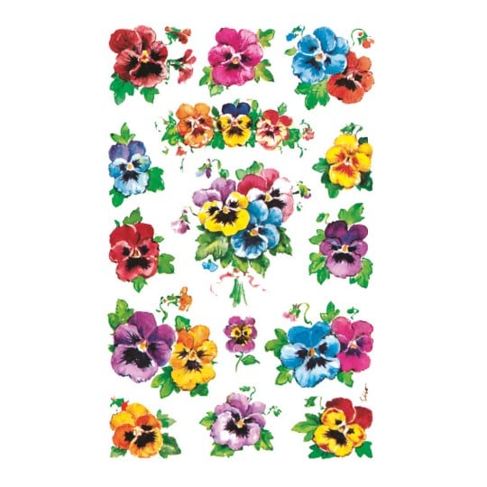 Abbildung Einzelbogen, Artikel: 4398, Blumenaufkleber, Format: 85 x 160 mm, 15 Sticker/Bogen