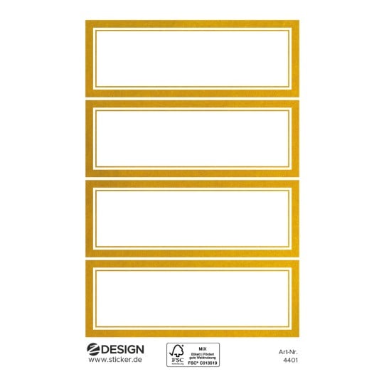 Abbildung Einzelbogen, Artikel: 4401, Sticker zum Beschriften, Format: 85 x 160 mm, 4 Sticker/Bogen