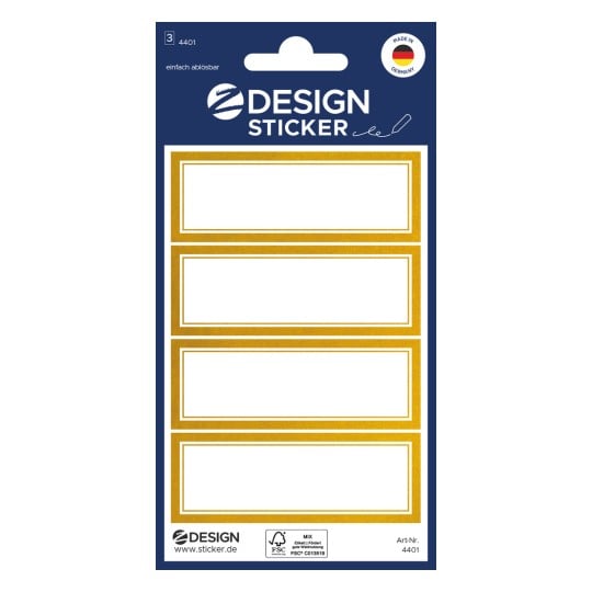 Packungsabbildung: Z-Design, Artikel: 4401, Sticker zum Beschriften, 85 x 160 mm, Kleinpackung, 12 Sticker / 3 Bögen