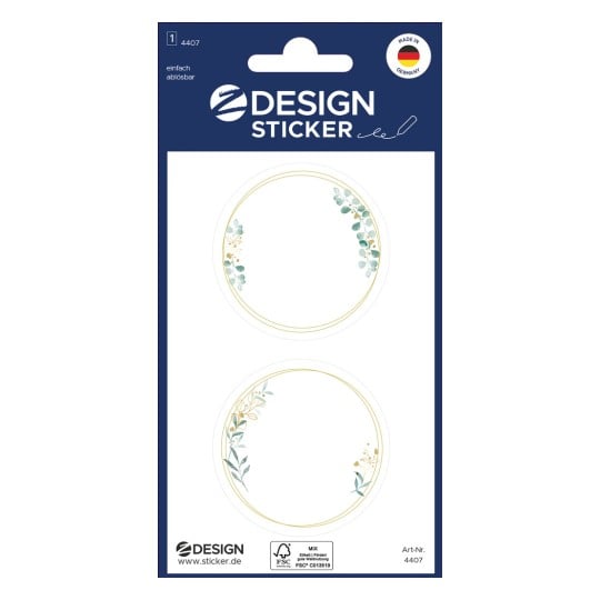 Packungsabbildung: Z-Design, Artikel: 4407, Sticker zum Beschriften, 85 x 160 mm, Kleinpackung, 6 Sticker / 3 Bögen