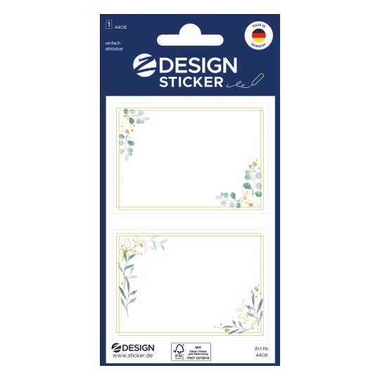 Packungsabbildung: Z-Design, Artikel: 4408, Sticker zum Beschriften, 85 x 160 mm, Kleinpackung, 6 Sticker / 3 Bögen