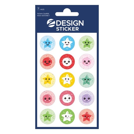 Packungsabbildung: Z-Design, Artikel: 4425, Glitter Sticker, 85 x 160 mm, Kleinpackung, 15 Sticker / 1 Bogen