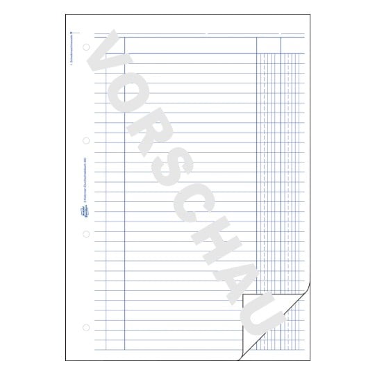 Formularabbildung: Avery Zweckform, Artikel: 450, Kolonnen-Durchschreibbuch, 210 x 297 mm, A4, 2 x 50 Blatt/Buch