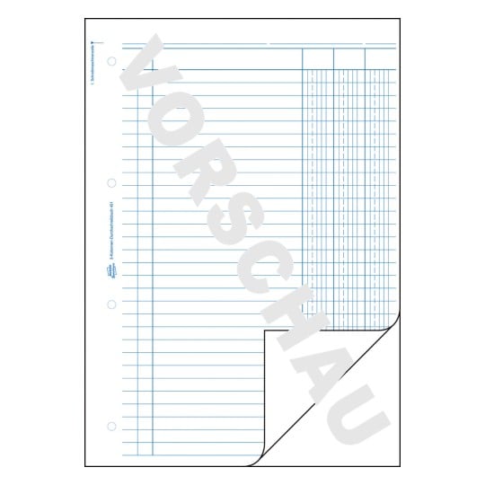 Formularabbildung: Kolonnen-Durchschreibbuch, 3 Kolonnen, A4, mit Blaupapier, 2x50 Blatt