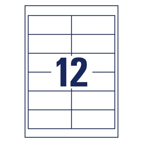 Stanzzeichnung Einzelbogen A4, Artikel: 4781-65, Universal-Etiketten, Format: 97 x 42,3 mm, 12 Etiketten/Bogen